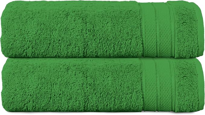 Elegant Comfort Three Line Popcorn Towel Set for Bathroom 27 x 54 inches, Premium Hotel Quality 2-PACK Bath Towels, 100% Turkish Cotton, Soft and Durable, Quick Dry and Highly Absorbent, Emerald Green