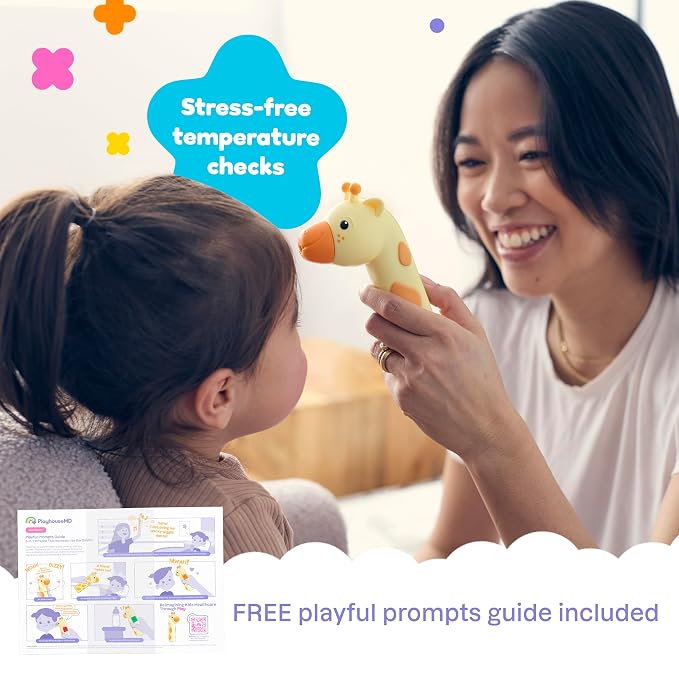 Playhouse MD Baby Thermometer for Kids – Digital Infrared No-Touch Forehead & Ear Thermometer, 3-in-1 Contactless Thermometer with Fever Indicator, Fever Buddy Giraffe