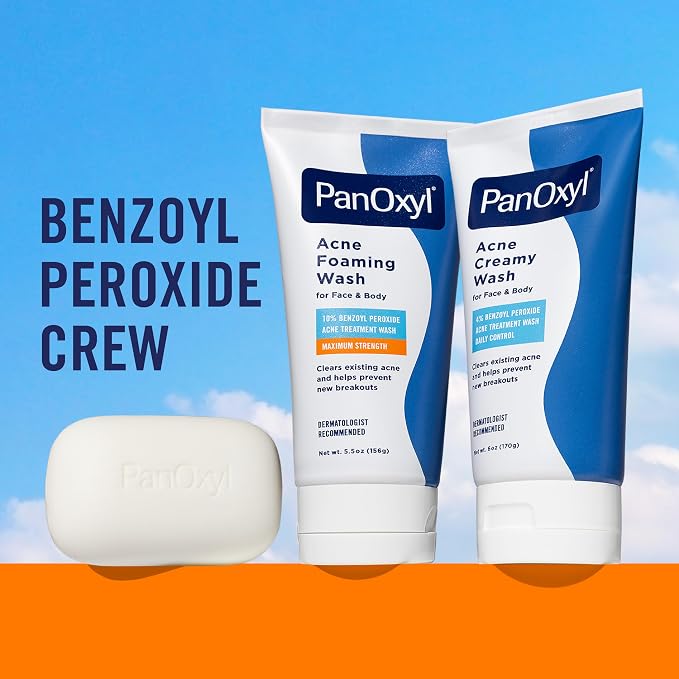 PanOxyl Acne Treatment Bar with 10% Benzoyl Peroxide, Maximum Strength Bar Soap for Face, Chest and Back, Benzoyl Peroxide Soap Body Wash, Vegan, For Acne Prone Skin, 4 oz