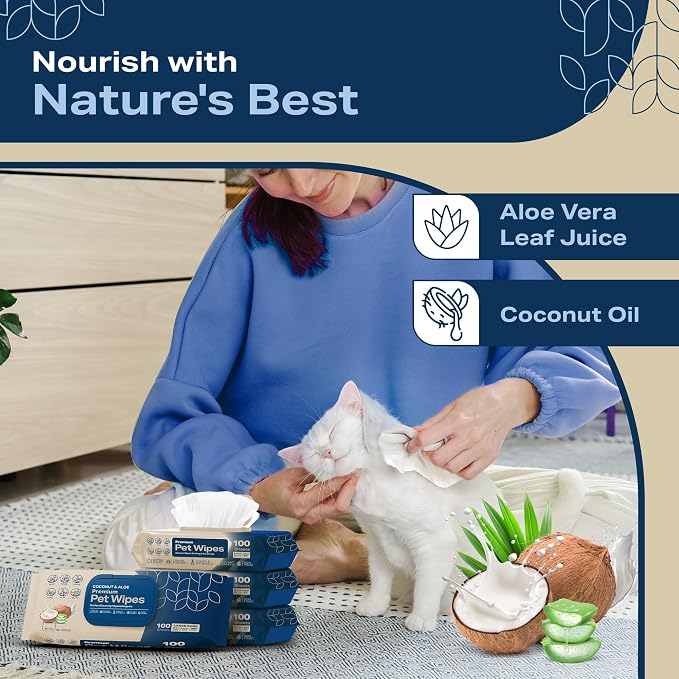 REFRESHIFY Dog Wipes for Paws and Butt - Coconut Scented (Pack of 400) - Pet Wipes for Dogs and Cats - Deodorizing Non Toxic Dog Wipes, +12 Additional Travel Wipes