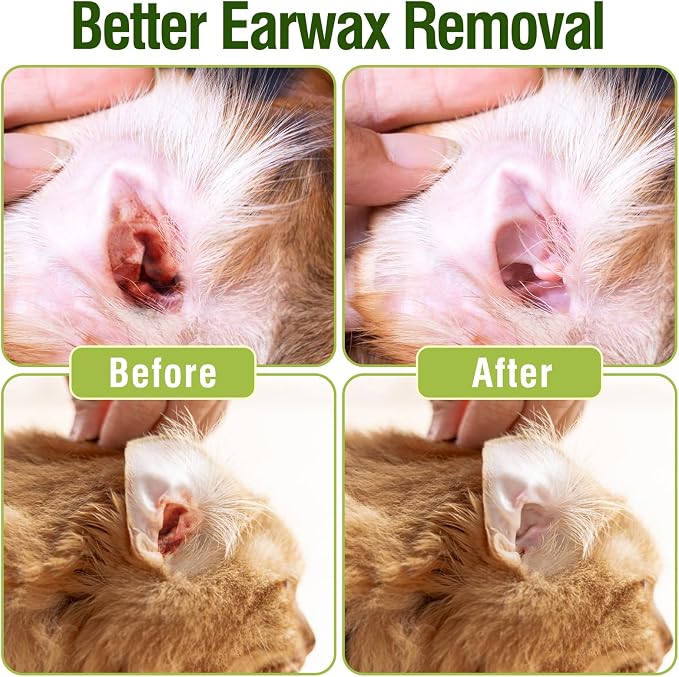 2 Pcs Pet Ear Cleaner Drops for Dogs & Cats - Long Soft Tube Ear Cleaner for Pets, Gentle Ear Cleaning Solution for Deodorizing & Wax Removal, Relieves Itching, Safe for Pets （2.03oz/60ml）