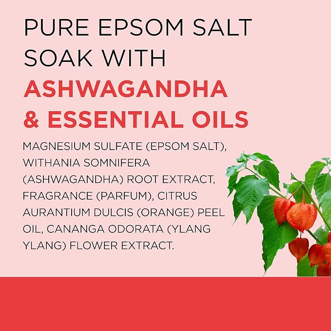 Dr Teal's Epsom Salt Magnesium Soak, Ashwagandha & Essential Oils, 3 lbs (Pack of 4)