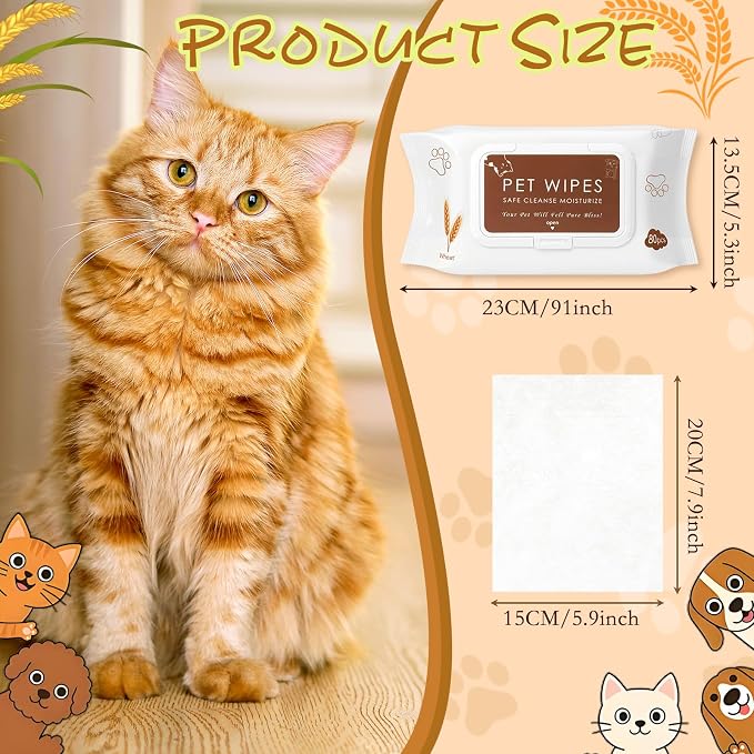 Treela 10 Packs of 80 Dog Wipes Pet Wipes Cat Grooming Supplies for Paws, Butt, Ear, Skin, Body Bath Cleaning Stain Odor Remover, Home or Travel Use(Soothing Oatmeal Flavor)