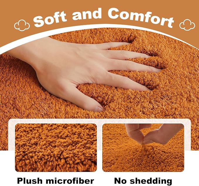 TYUU Orange Bathroom Rugs, Ultra Soft Bath Rugs Non Slip Washable, Super Absorbent Quick Dry Bath Mat with Rubber Backing for Bathroom Floor, Shower, or Sink, Orange 20" x 30"
