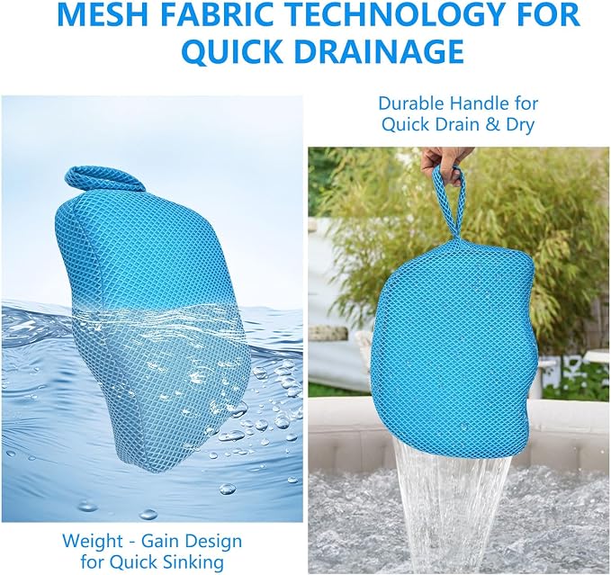 REEZEIVI Hot Tub Booster Seat for Adults,5 Inch Thick SPA Cushion,Weighted Hot Tub Cushion with Non-Slip Bottom,Quick Dry Spa seat,Washable 3D Mesh,Inflatable Hot Tub,Pool, Bathtub (Bue)