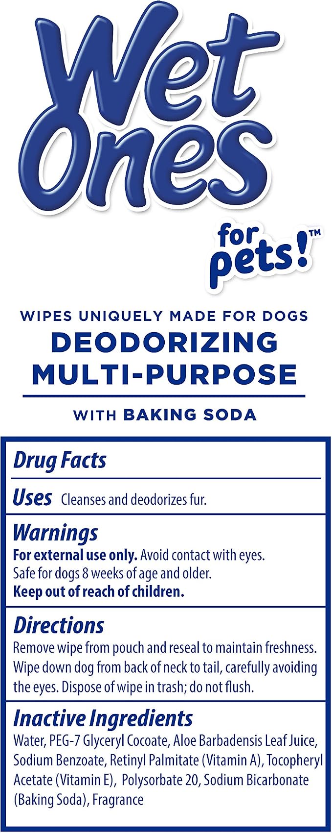 Wet Ones for Pets Deodorizing Multi-Purpose Dog Wipes with Baking Soda, 50 Count - 3 Pack| Dog Deodorizing Wipes for All Dogs in Tropical Splash Scent, Wipes for Deodorizing Dogs