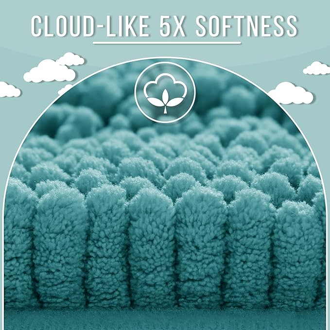 Yimobra Bathroom Rug Mat 47 x 24, Non Slip and Super Absorbent Bath Mat,Machine Washable Quick Dry,Ultra Plush Chenille Shower Rugs for Bathroom Floor Sink Tub and Shower Outside,Teal Blue