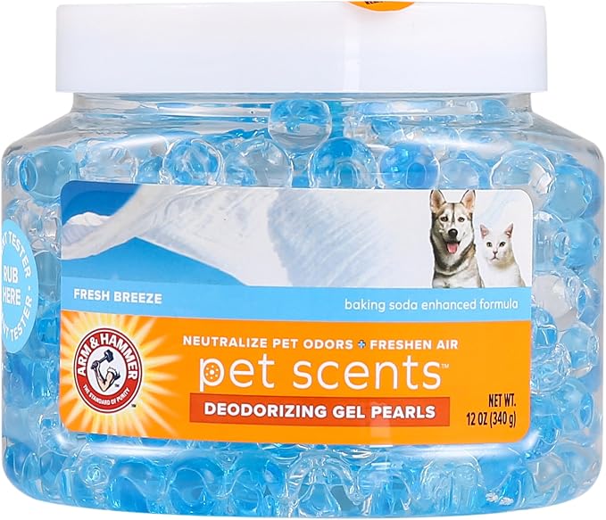 Arm & Hammer for Pets Air Care Pet Scents Deodorizing Gel Beads, Pet Odor Eliminator for Rooms Closets and Small Spaces with Long Lasting Odor Control, Fresh Breeze Scent, 12 oz