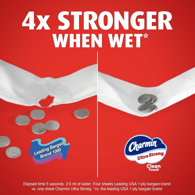 Charmin Ultra Strong Clean Touch Toilet Paper, 12 Family Mega XL Rolls = 84 Regular Rolls