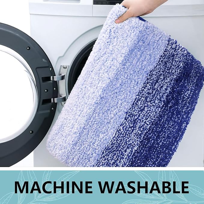 Arotive Microfiber Bathroom Rugs, Shaggy Soft and Absorbent Contour Toilet Rugs, Thick Plush Machine Washable Dry Bath Mats for Toilet Base, 24x16, Blue-Violet, Rectangular