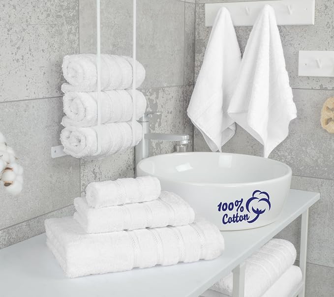 American Soft Linen 100% Cotton Luxury Turkish Towels, 6 Piece Towel Set | Soft Absorbent Quick Dry OEKO Tex Standard 100 Certificated Durable Machine Washable Breathable Premium Hotel Quality
