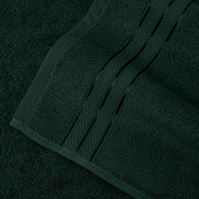 Elegant Comfort Three Line Popcorn Towel Set for Bathroom 35 x 70 inches, Premium Hotel Quality 1-PACK Jumbo Towels, 100% Turkish Cotton, Soft and Durable, Quick Dry and Highly Absorbent, Forest Green