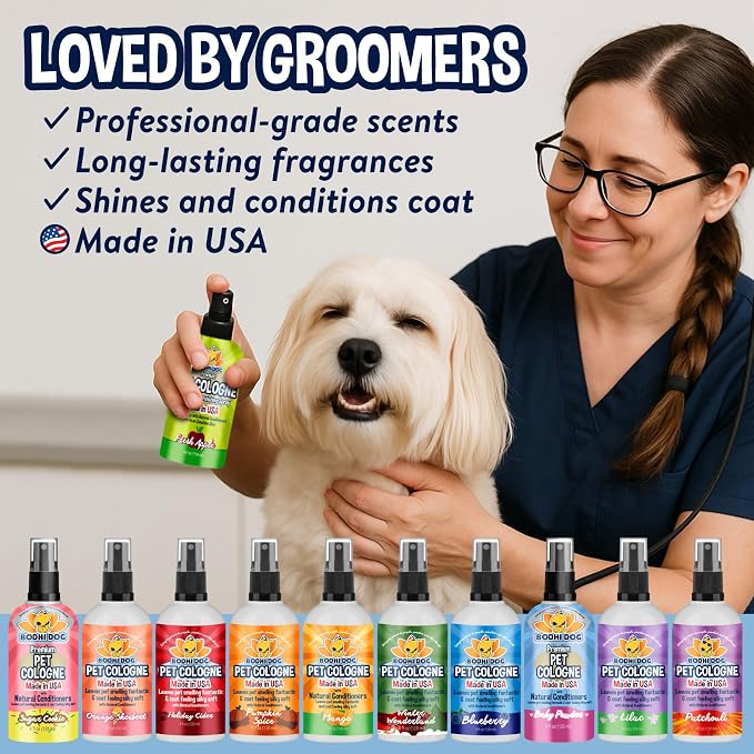 Bodhi Dog Premium Dog Cologne - Deodorizing Dog Perfume & Conditioner for Dogs & Cats - Natural Long Lasting Spray - Keeps Pets Fresh All Day - Gentle & Safe Formula, Made in USA (Fresh Apple 4 Fl Oz)
