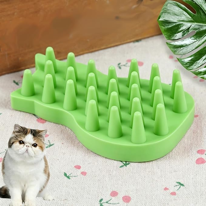Pet Bath & Massage Brush,Pet Grooming Brush,Soft Rubber Scrubber for Brushing,Massaging,Bathing,Shampooing and Reducing Hairballs (Green, Style 1)