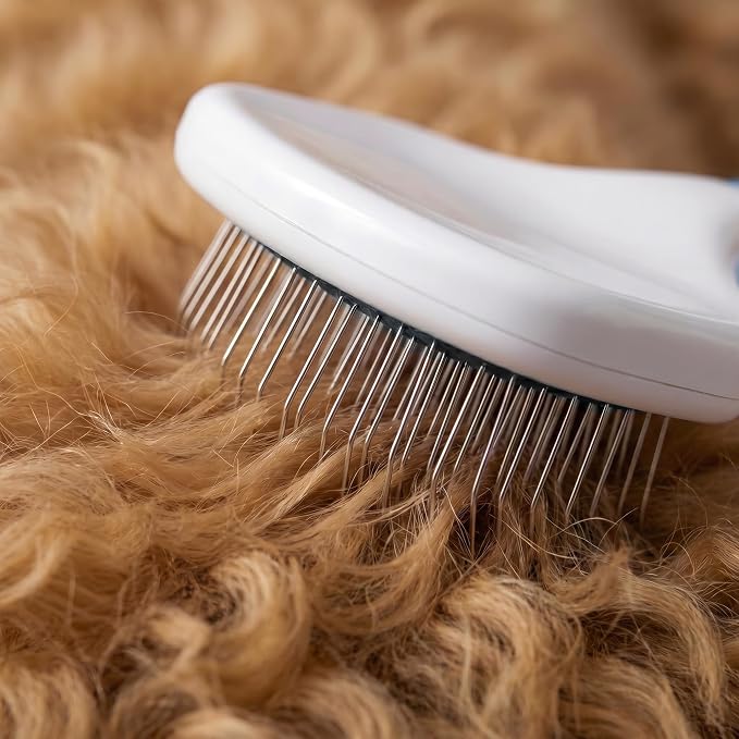 Poodle Pet Slicker Brush - For Dogs, Cats, and Rabbits - Removes Matted Fur, Knots, and Loose Hair - Suitable for Grooming Doodles and Goldendoodles with Short or Long Hair