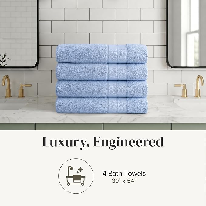 Modern Threads 4-Pack SpunLoft Bath Towel 30x54 - Blue