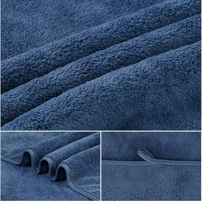 JML Luxury Hotel & SPA Bath Towels with Hanging Loop, Navy, 30"x60", 2 Pack | 350GSM, Microfiber, Super Soft, Absorbent, Fast Dry, Lightweight, Lint Free, Fade Resistant