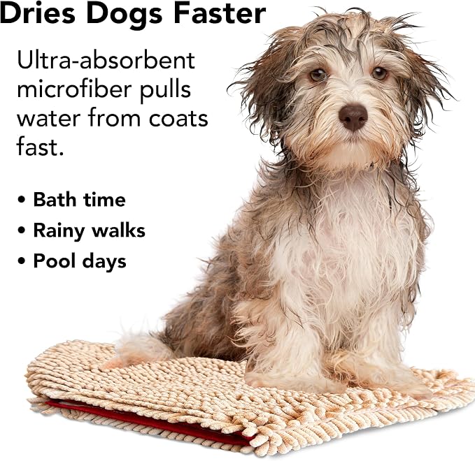 PRIDE AND GROOM The Towel – Thick, Soft, Super Absorbent Microfiber Towel for Dogs & Pets that is Quick Drying, Holds 7 Times its Weight in Water and Has Dual Pockets for Your Hands