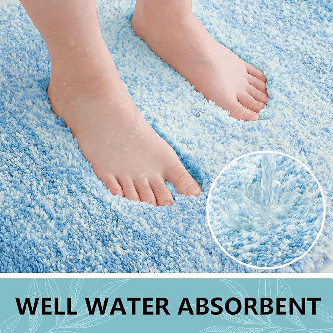 Arotive Microfiber Bathroom Rugs, Shaggy Soft and Absorbent Bath Rug, Thick Plush Machine Washable Dry Bath Mats for Bathroom, Tub and Shower, 30x20, Light Royal Blue, Rectangular