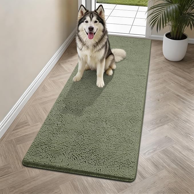 Bcoimo Super Absorbent Dog Door Mat, 60"*24" Anti Slip Mat for Muddy Paws, Pet Rugs for Dirty Paws Washable that Absorbs Moisture and Dirt, for Dog Cage and Pet Resting Carpet