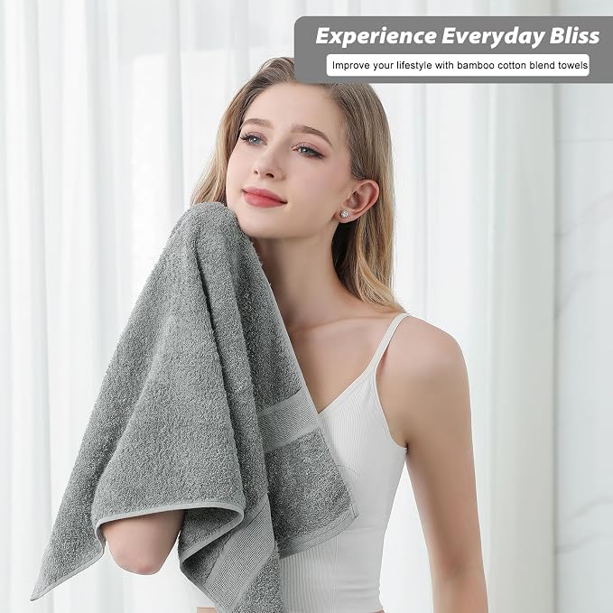 Aibaser Hand Towels-16x30inch - Lightweight and Highly Absorbent Hand Towels for Bathroom, Travel, Gym, Shower and Spa (Grey)