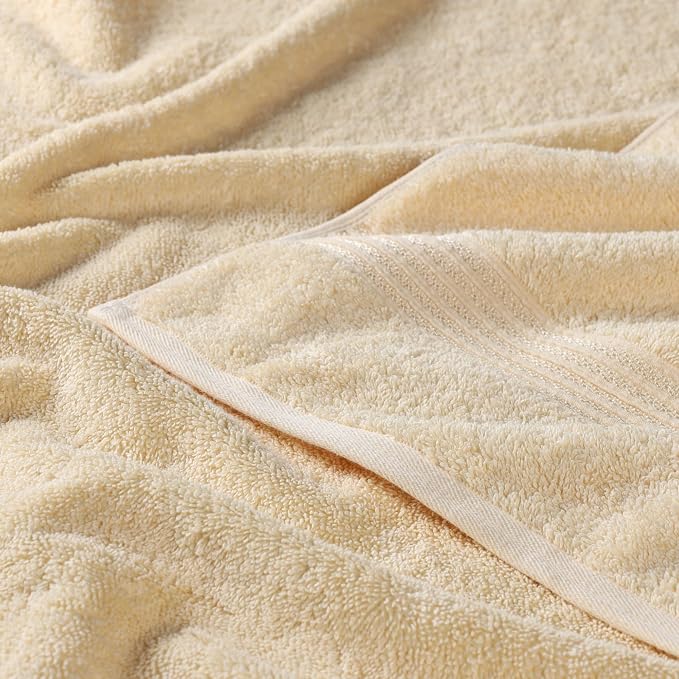 Superior Egyptian Cotton Bath Towel Set, Home Bathroom Towels, Master, Guest Bath, Decor Essentials, Quick Dry, Absorbent, Large Body Towels, Spa, Hotel, Resort, Adult, Kids, Set of 2, Canary