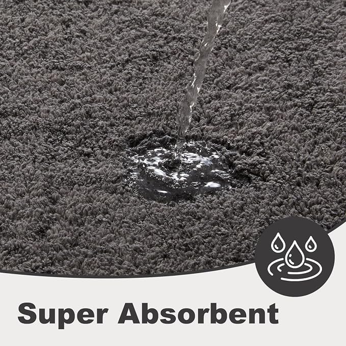 TYUU Toilet Rug, Ultra Soft Toilet Rugs U Shaped Machine Washable Non Slip Absorbent Quick Dry Toilet Mat with Rubber Backing, Dark Grey 20" x 24" U Shape