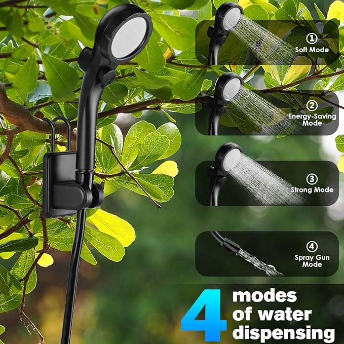 Cosy Life Portable Shower, Portable Shower for Camping with 5 Gallon Collapsible Bucket, 6000mAH Camping Shower with Smart LED Display, Multiple Spray Patterns for Outdoor Camping, Hiking, Pet Bathing