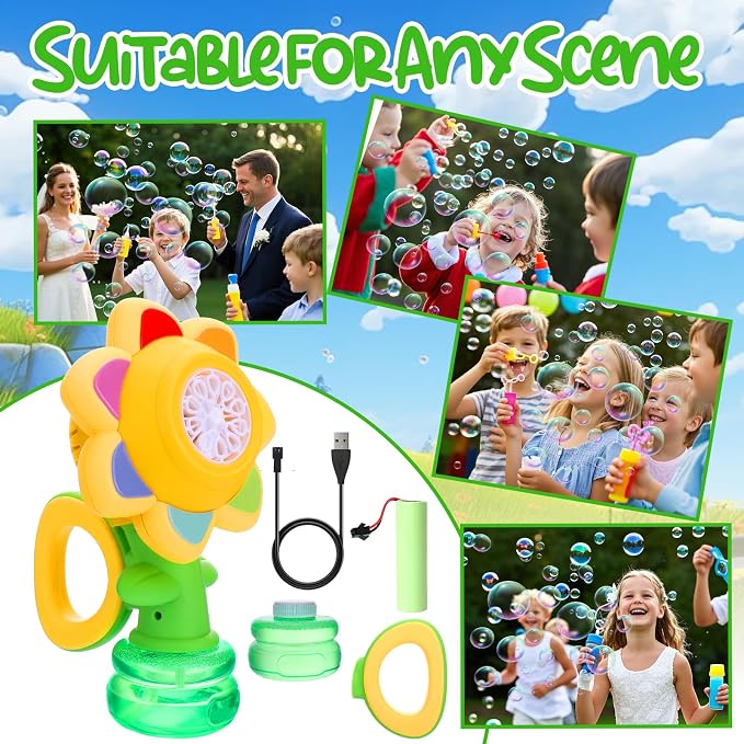 Vodolo 2PCS Seven Color Flower Bubble Machine