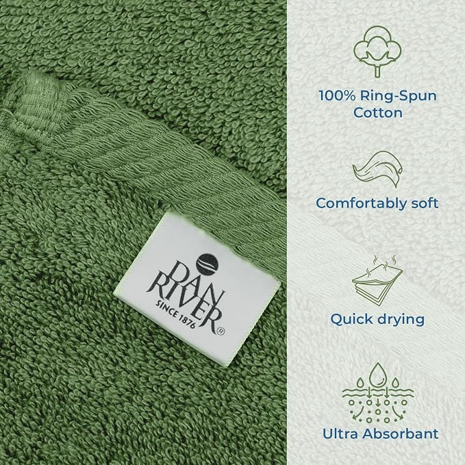 DAN RIVER Pack of 1 Jumbo Bath Sheet 40x80 Inches, Extra Large Quick Dry Bath Towels for Bathroom, Soft Absorbent Towels - Sage Green