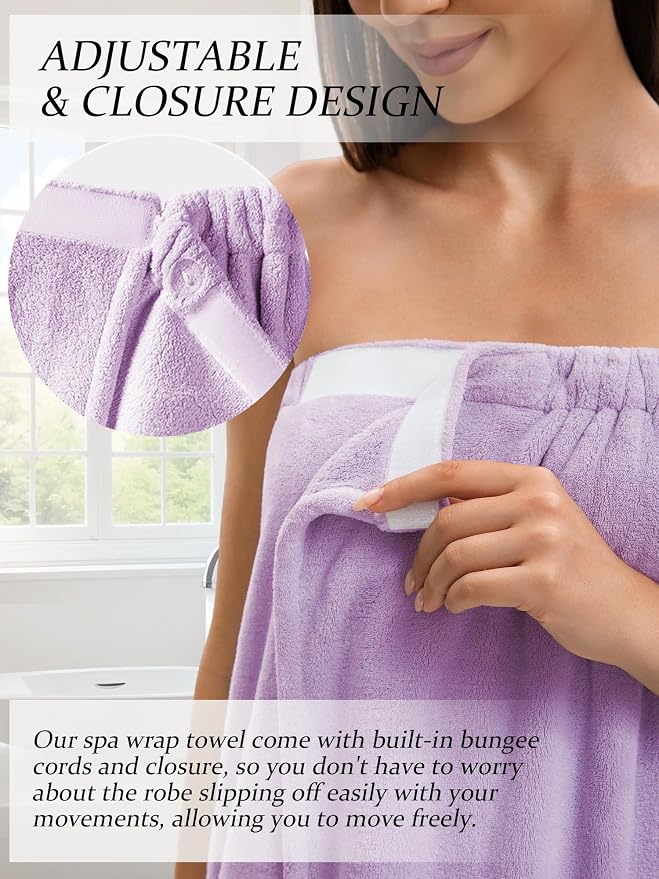 Towel Wrap For Women After Shower，Plush Bath Robe Female，Sauna Spa Wrap Around Towels With Pockets
