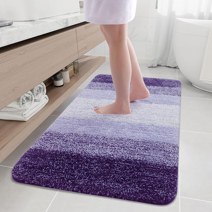 Arotive Microfiber Bathroom Rugs, Shaggy Soft and Absorbent Bath Rug, Thick Plush Machine Washable Dry Bath Mats for Bathroom, Tub and Shower, 50x30, Dark Purple, Rectangular