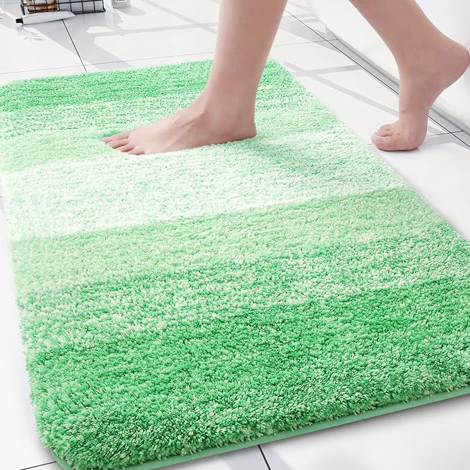 Arotive Microfiber Bathroom Rugs, Shaggy Soft and Absorbent Bath Rug, Thick Plush Machine Washable Dry Bath Mats for Bathroom, Tub and Shower, 30x20, Green, Rectangular