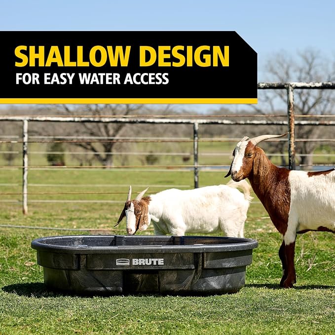 Rubbermaid Commercial Products Stock Tank, 50-Gallons, Structural Foam, Heavy Duty Container, for Livestock/Animal/Cattle Feed & Water, Outdoor Homemade Pool/Hot Tub/Bathtub, & Pet Cleaning/Dog Wash