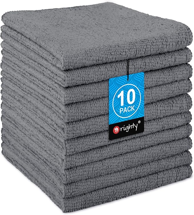 Orighty Wash Cloths, 10 Pack Face Towels, Soft Quick-Drying Washcloths, Multi-Purpose Microfiber Face Cloths for Bathroom, Gym, Spa, Hotel, Travel, 11.5"x11.5", Grey