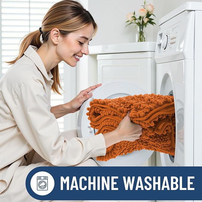 Smiry Bathroom Rugs Mat 30x20, Extra Soft Absorbent Chenille Bath Rugs, Non Slip Rubber Backing Machine Washable Quick Dry Bath Mats for Bathroom Floor, Tub, Shower, Home Decor Accessories, Clay