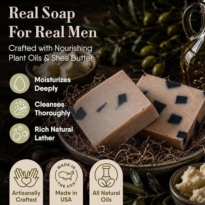 360Feel Dead Sea Mud Soap - Made in the USA - Castile Handmade, All Natural, Cold Processed - Infused with Dead Sea Mud to Soothe and Calm the Skin - Rich, Creamy Lather (5 oz)