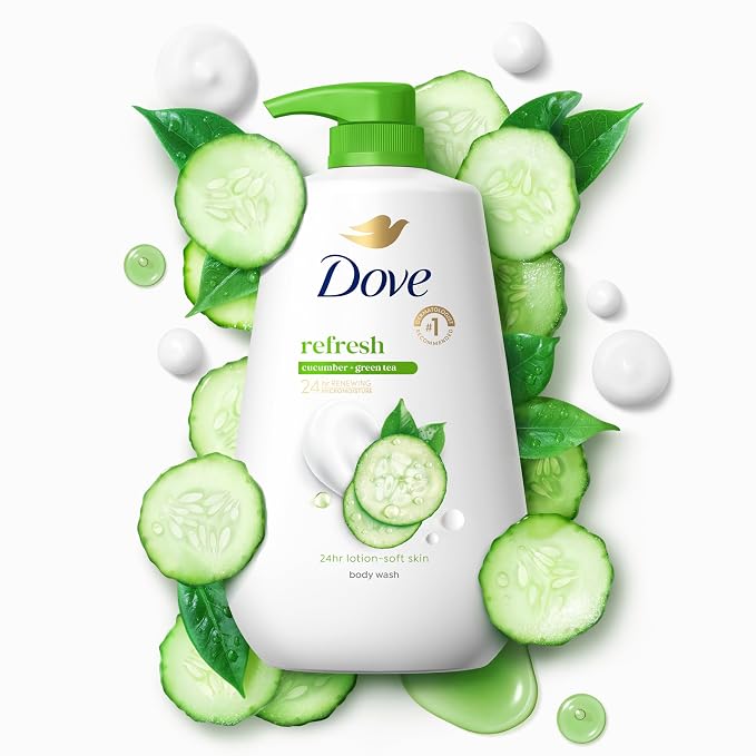 Dove 24hr Lotion Body Wash Refresh Cucumber & Green Tea, 30.6 oz | Hydrating body wash with MicroMoisture and a refreshing spa-inspired scent (Pack of 2)