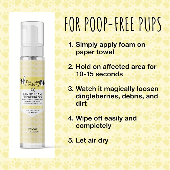 No Rinse Dog Shampoo & Paw Cleaner - Waterless Wash for Dogs & Cats - Gentle, Painless Dingleberry Removal