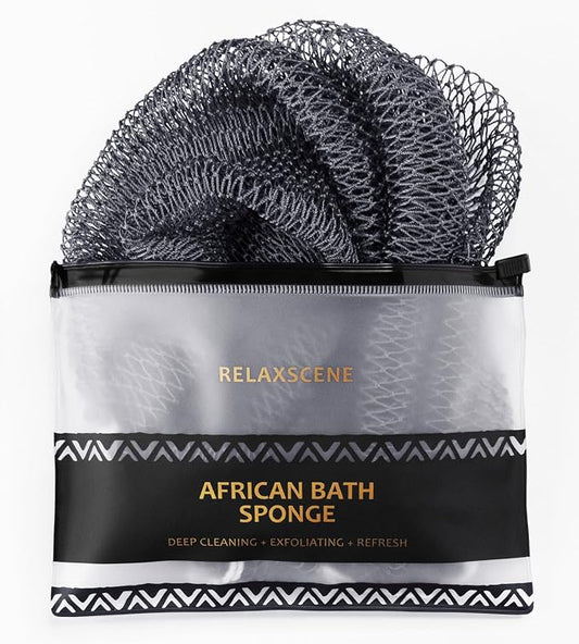 African Net Sponge Authentic - Exfoliating Back Scrub Bath Sponge with Knots - Afro Scrub Body Scrubber Exfoliator Washcloth - African Body Care Daily Use Shower Essentials