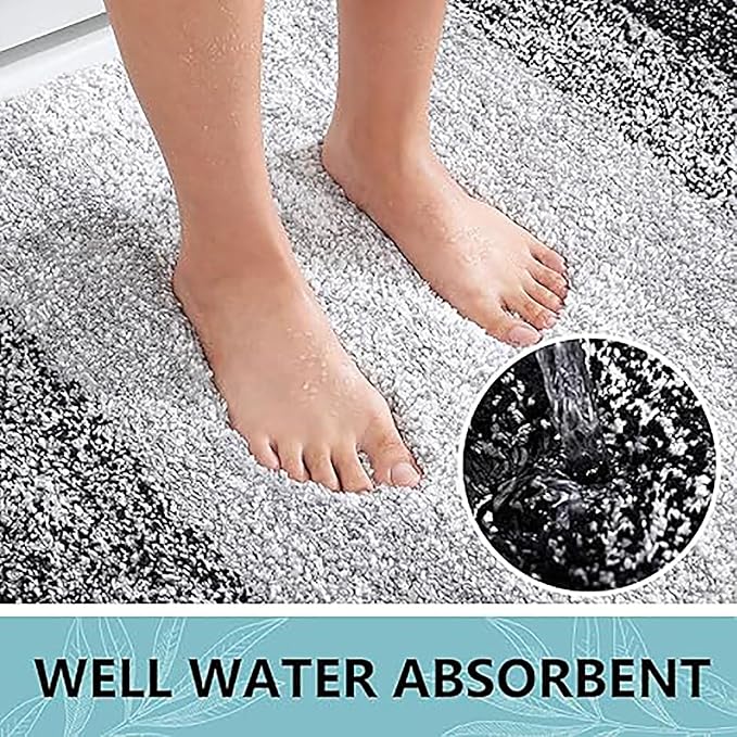 Arotive Microfiber Bathroom Rugs, Shaggy Soft and Absorbent Bath Rug, Thick Plush Machine Washable Dry Bath Mats for Bathroom, Tub and Shower, 24x24, Black, Round