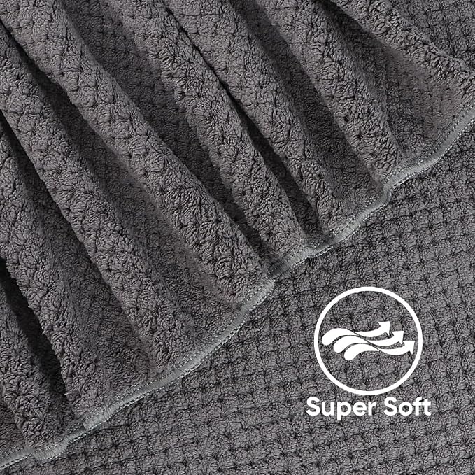 HOMEXCEL 8 Piece Bath Towel Set, Microfiber Bathroom Towel - 2 Bath Towels, 2 Hand Towels, and 4 Wash Cloths, Super Soft, Highly Absorbent Towels for Bathroom, Gym, Hotel, and Spa (Grey)