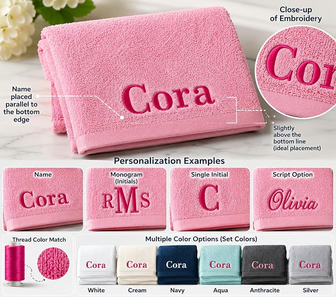 Jumbo Bath Towel - Personalized Bath Sheet 1 pcs 35-70 inch Large - Customized Turkish Jumbo Towel - Organic Cotton Towel - Monogrammed Towels with Name (Pink, Bath Sheet Oversized 1pc)