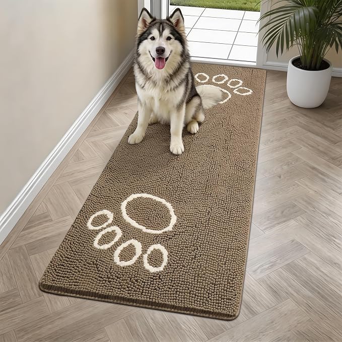Bcoimo Super Absorbent Dog Door Mat, 60"*24" Anti Slip Mat for Muddy Paws, Pet Rugs for Dirty Paws Washable that Absorbs Moisture and Dirt, for Dog Cage and Pet Resting Carpet
