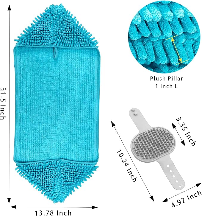 Premium Dog Drying Towel & Bath Brush Set – Super Absorbent Sherpa Microfiber Pet Towel for Fast Drying, Gentle Cleaning & Coat Care | Safe for Dogs & Cats