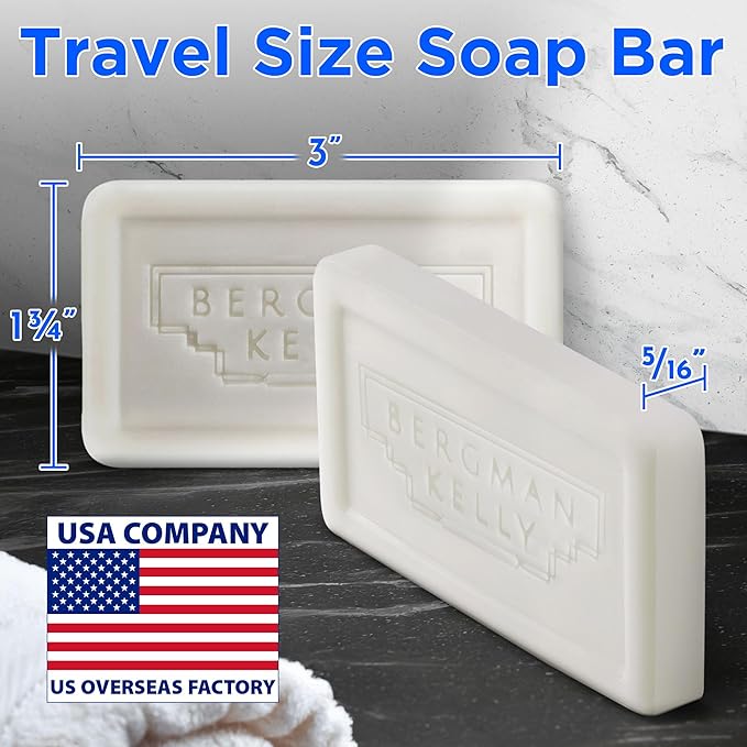 BERGMAN KELLY - Hotel Soap Bars - White Tea, 1 oz, 200 PK - Travel Size Luxury Bulk Amenities Bar Soap - Mini Individually Wrapped Rectangular Soap, Small Toiletries for Airbnb, Motel, Guest Bath