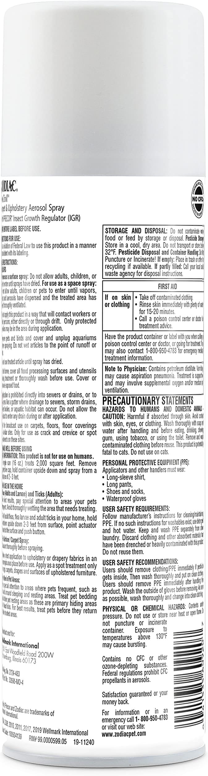 Zodiac Carpet & Upholstery Aerosol Spray, 16-ounce