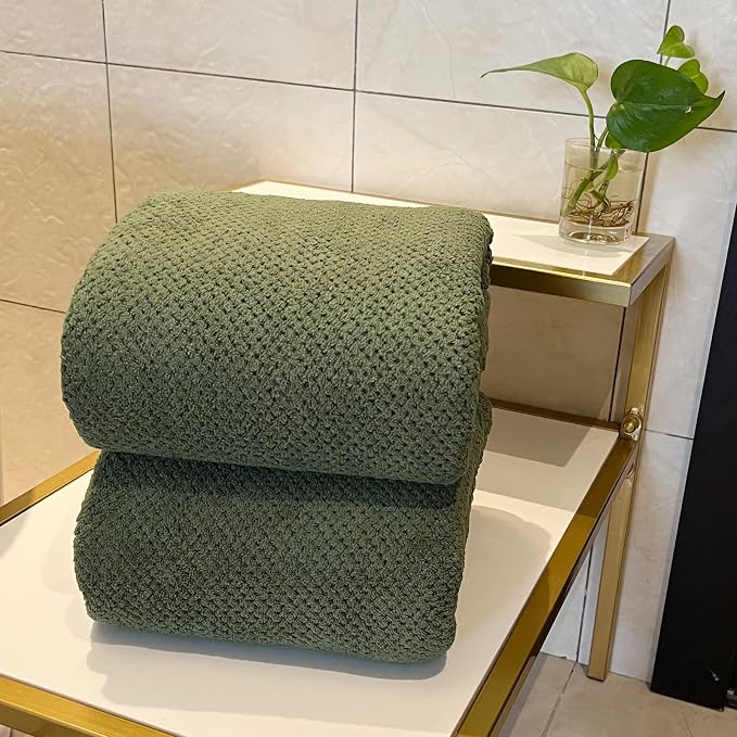 YTYC Towels,39x78 Inch Oversized Bath Sheets Towels for Adults Luxury Bath Towels Extra Large Sets for Bathroom Super Soft Microfiber 80% Polyester(Olive Green,2 Piece)