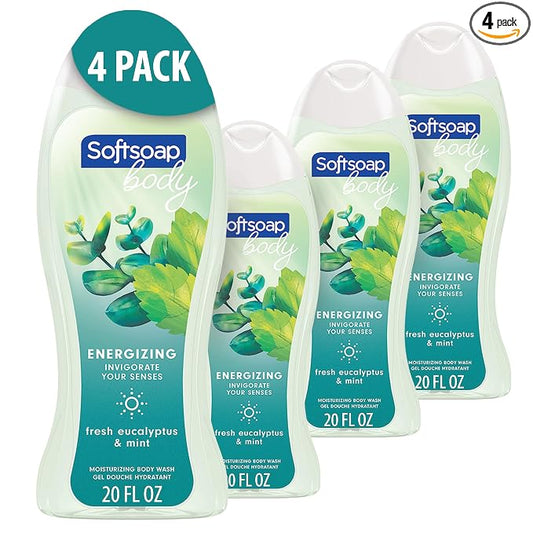 Softsoap Eucalyptus & Mint Body Wash, Moisturizing Body Wash, 20 Oz, (4 Pack)