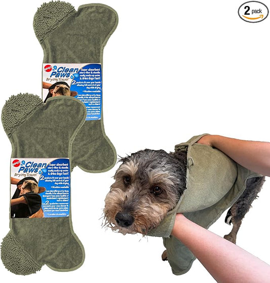 SPOT Clean Paws - Chenille Microfiber Dog Towel - 30X16 Inches/Attractive, Durable, Super Absorbent, Washable. by Ethical Pets, Assorted (50069) (Pack of 2)